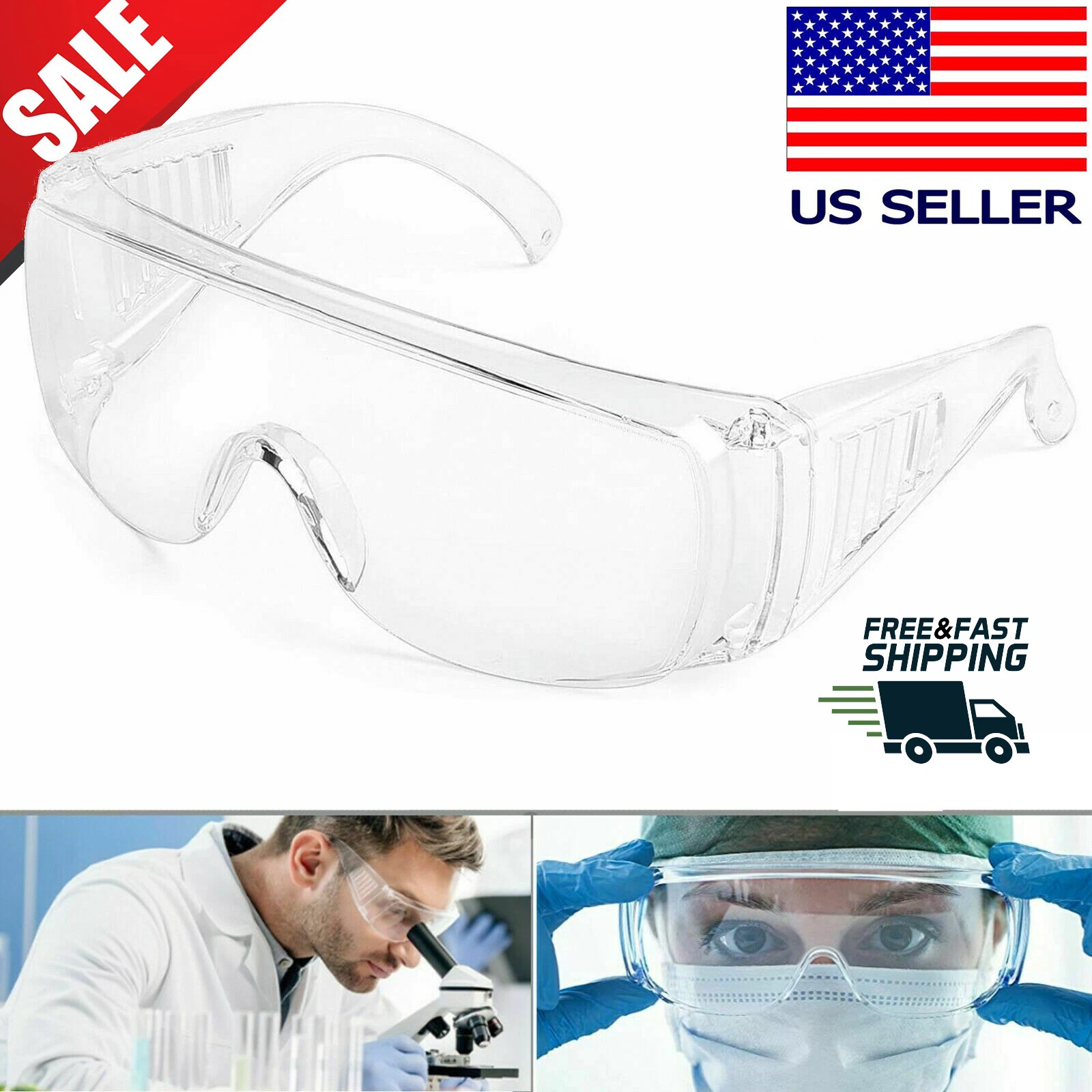 US Safety Goggles Over Glasses Lab Work Eye Protective Eyewear Anti Fog Glasses